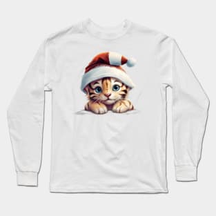 Christmas Peeking Baby Tiger Long Sleeve T-Shirt